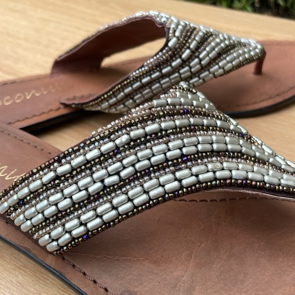 Coconuts Leather Beaded Brown and Beige Sandals Size 9 - Picture 6 of 10